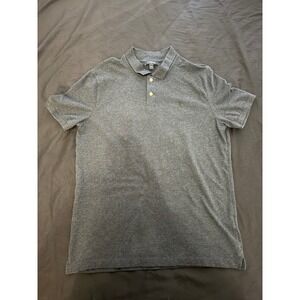 Express Mens Short Sleeve Pique Polo Shirt Charcoal Gray Heather Large L Logo